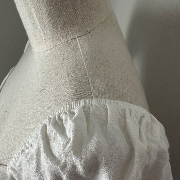 Reformation Holland White Ruffle Hem Button Up Blouse Smocked Sz 4 - Picture 6 of 14